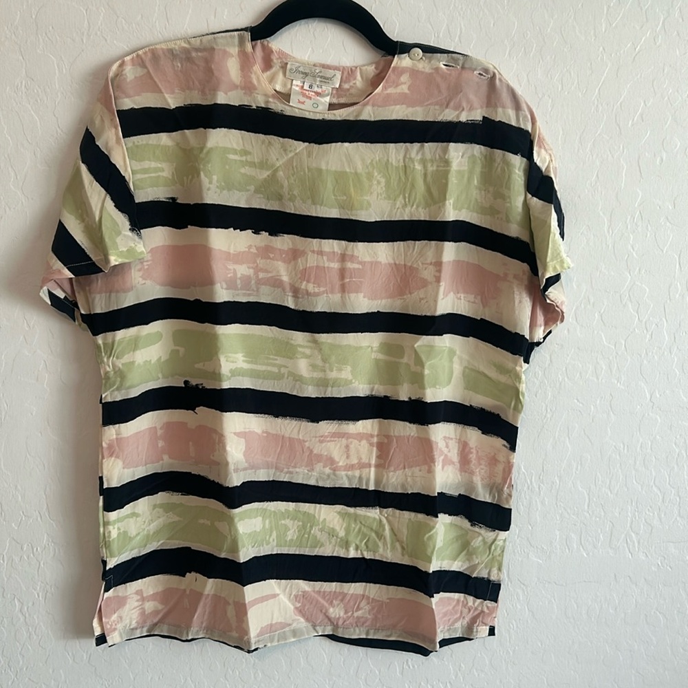 Vintage 1980s Irving Samuel Silk Top. Size 8.